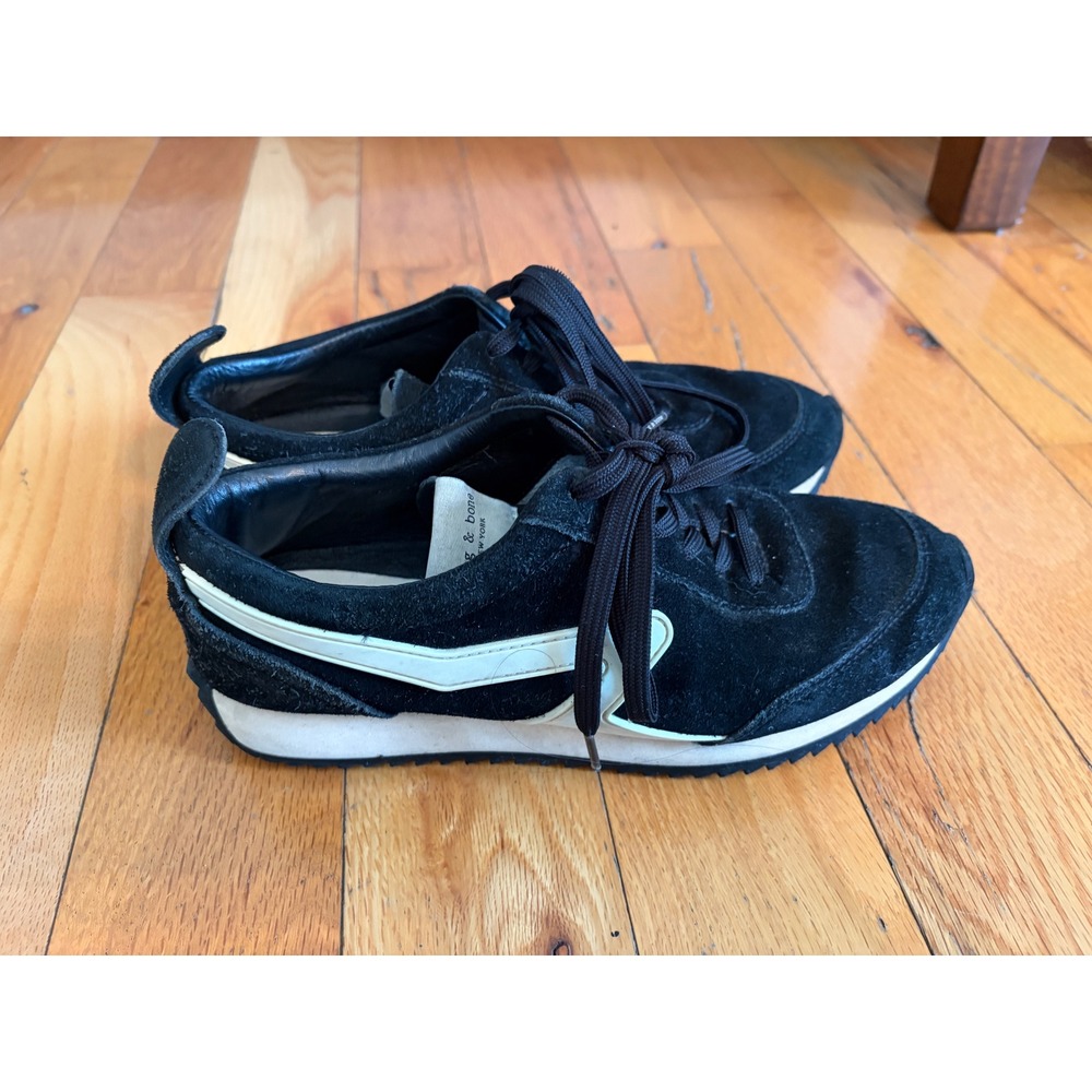 Rag & Bone Retro Runner Sneakers Black Suede Size 38/US 7.5-8
